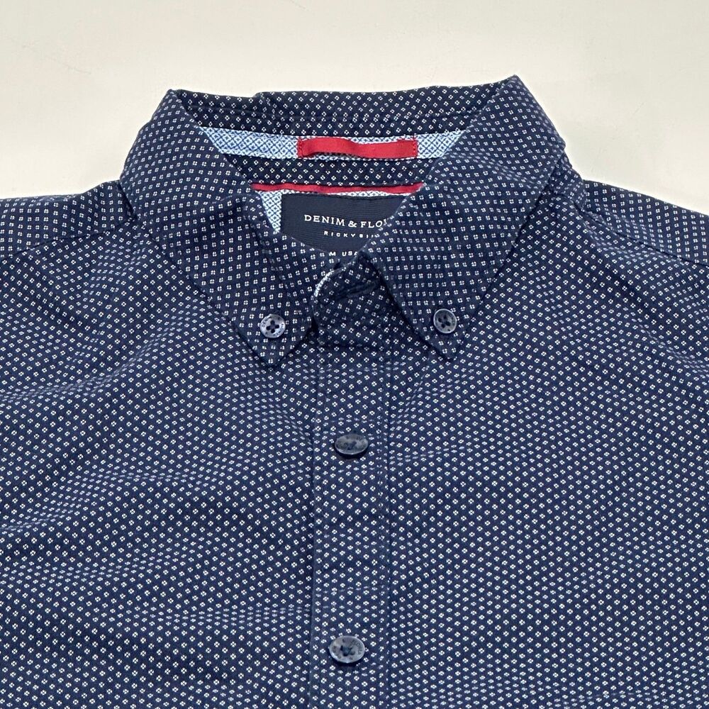 Denim & Flower Men's Slim Fit Short Sleeve Shirt Navy Size M